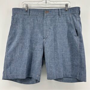 Orvis Tech Chambray Shorts Mens 38 Blue Heather UPF 40+ Lightweight Wicking